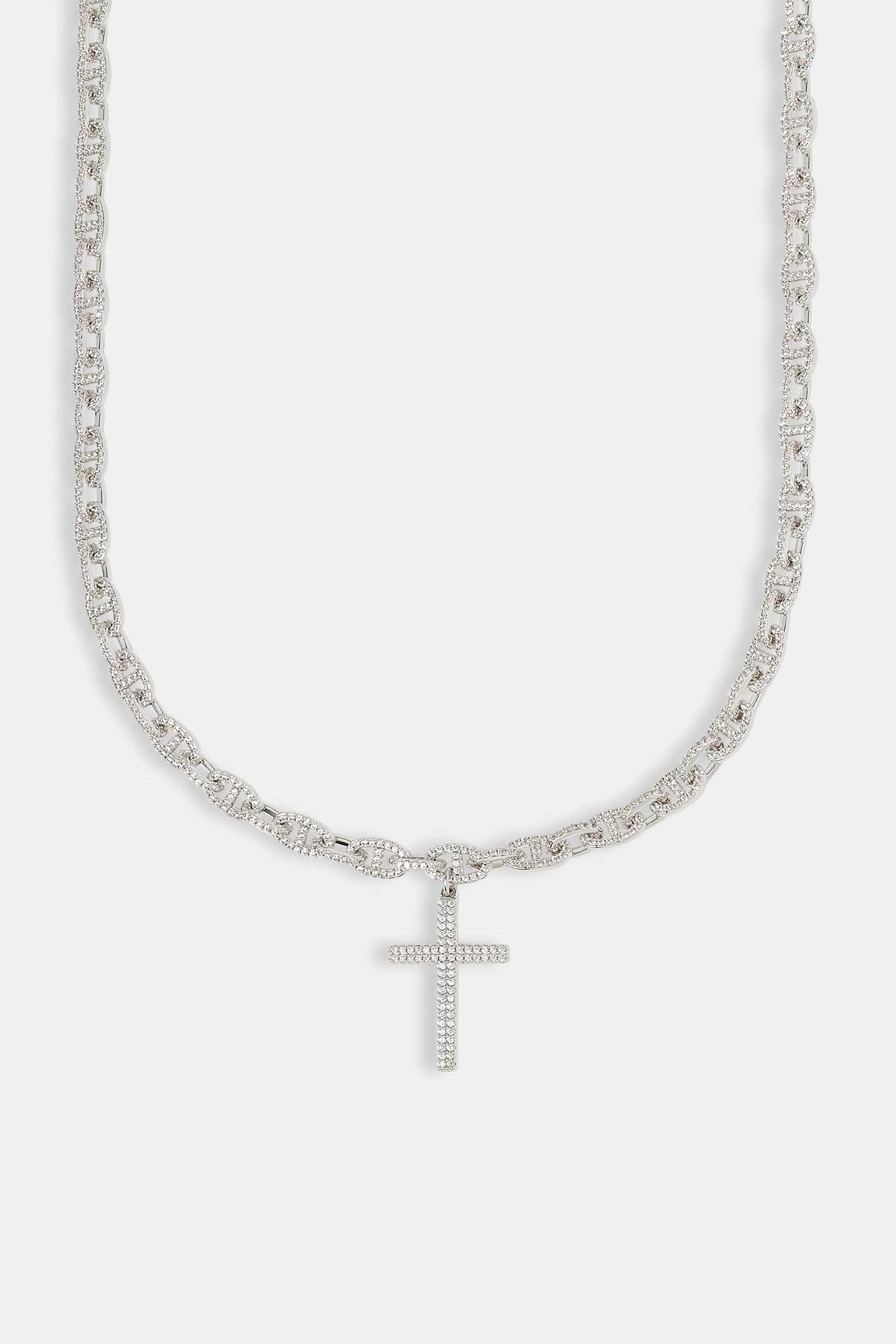 Iced Drop Cross Coffee Bean Chain - 6mm